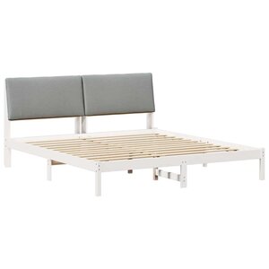 vidaXL Cadre de lit avec tête de lit Blanc et gris clair 200 x 200 cm
