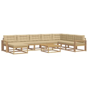 vidaXL Ensemble de canapés d'extérieur 9 pc Blanc et Beige