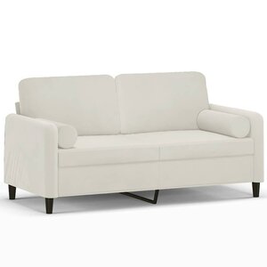 vidaXL Canapé 2 places avec oreillers décoratifs crème 140 cm velours