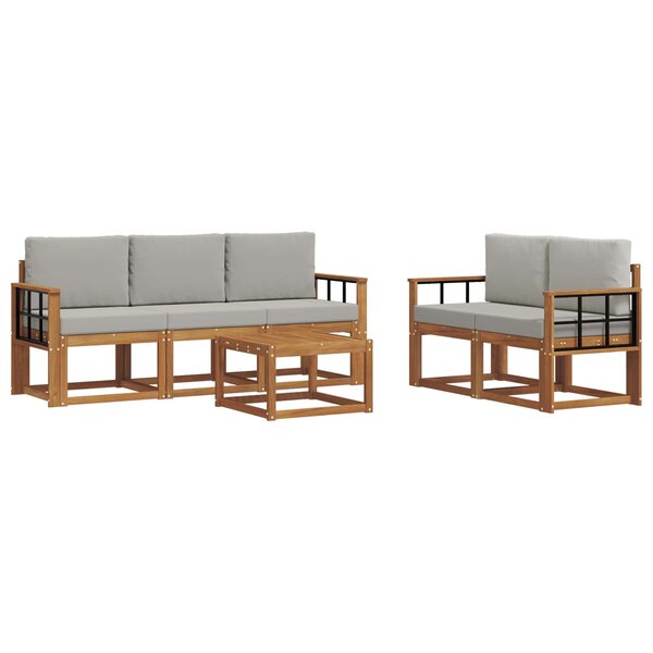 vidaXL Ensemble de canapés d'extérieur 6 pc Gris Naturel et Clair