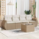 vidaXL Salon de jardin avec coussins 5 Pièces beige résine tressée