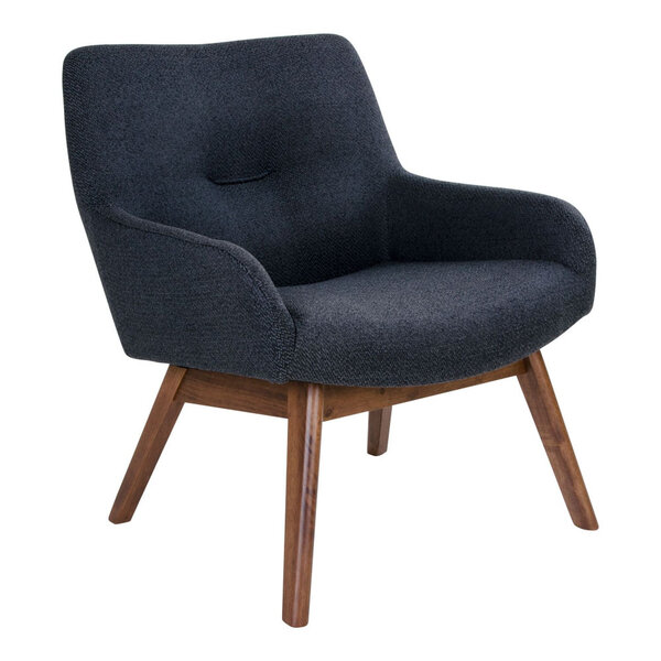 Chaise de salon en tissu gris foncé avec pieds en noyer