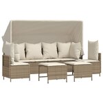 vidaXL Salon de jardin avec coussins 5 Pièces beige résine tressée
