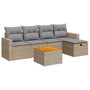 vidaXL Salon de jardin avec coussins 6 Pièces beige résine tressée