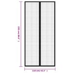 vidaXL Rideaux de porte anti-insectes 2 Pièces et aimants noir 220x110 cm