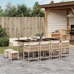vidaXL Ensemble à manger de jardin et coussins 13 Pièces beige
