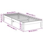 vidaXL Cadre de lit sans matelas cire marron 90x200 cm bois pin massif