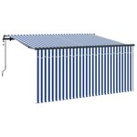 vidaXL Auvent Rétractable Bleu et Blanc 300 x 200 cm