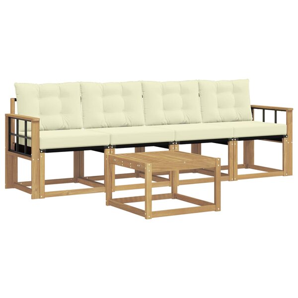 vidaXL Ensemble de canapés d'extérieur 5 pc Blanc et crème