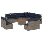 vidaXL Salon de jardin avec coussins 13 Pièces gris résine tressée