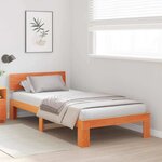 vidaXL Cadre de lit avec tête de lit Marron Ciré 90x200 cm Bois de pin massif