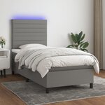 vidaXL Sommier à lattes de lit avec matelas et LED Gris foncé 90x190cm