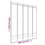 vidaXL Cloison de séparation 5 panneaux Blanc 200x220 cm Tissu