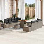 vidaXL Ensemble de canapé de jardin 11 Pièces Gris Poly rotin