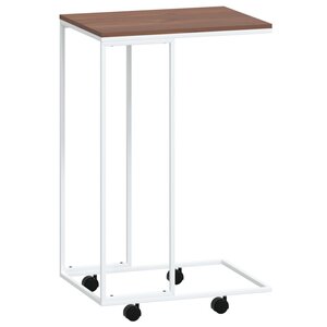 vidaXL Table d'appoint avec roues Blanc 40x30x63 5cm Bois d'ingénierie