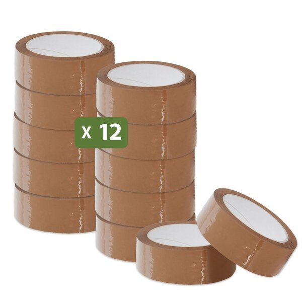 Pack and Move - Lot 12 rouleaux ruban adhésif marron pour emballage et déménagement - 66 m - Qualité Premium