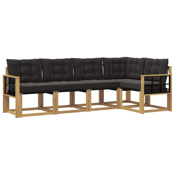 vidaXL Ensemble de canapés d'extérieur 5 Pièces Blanc et noir