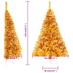 vidaXL Demi sapin de Noël artificiel avec support doré 120 cm PET