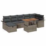 vidaXL Ensemble de canapé de jardin avec coussin 8 Pièces Gris Poly rotin