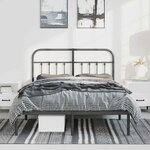 vidaXL Cadre de lit métal sans matelas avec tête de lit noir 135x190cm