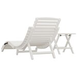 vidaXL Chaise longue avec table blanc bois massif d'acacia