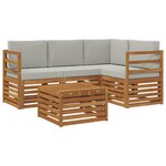 vidaXL Ensemble de canapés d'extérieur 5 Pièces Gris Naturel et Clair