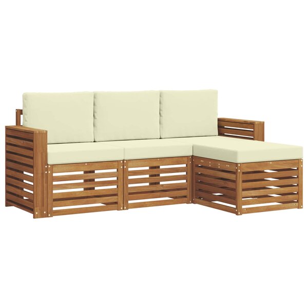 vidaXL Ensemble de canapés d'extérieur 4 pc Naturel et Crème