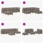 vidaXL Canapé modulaire avec rangement 6 Pièces Taupe Tissu