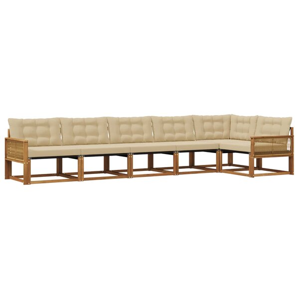 vidaXL Ensemble de canapés d'extérieur 6 pc Naturel et Beige