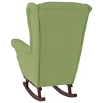 vidaXL Fauteuil à bascule à oreilles en velours vert clair bois massif