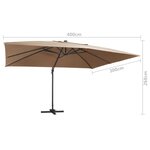 vidaXL Parasol déporté avec lumières LED Aluminium 400x300 cm Taupe