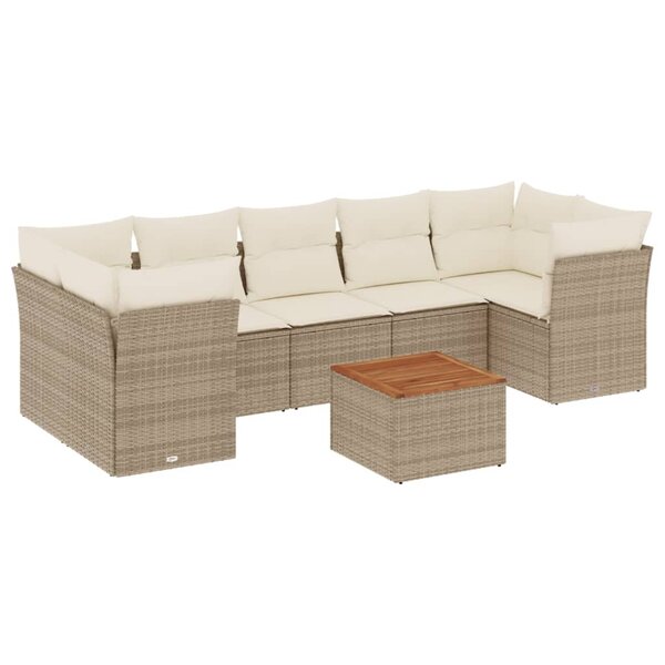vidaXL Salon de jardin avec coussins 8 Pièces beige résine tressée