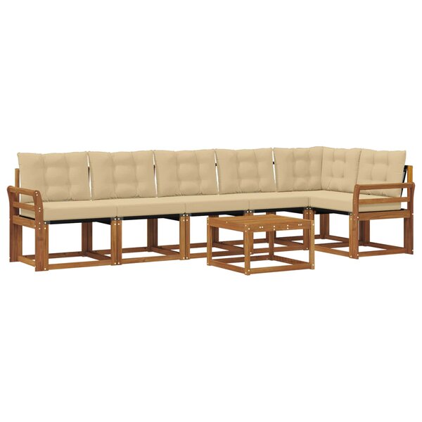 vidaXL Ensemble de canapés d'extérieur 7 pc Naturel et Beige