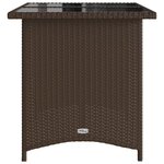 vidaXL Table de jardin avec dessus en verre marron 110x68x70 cm rotin