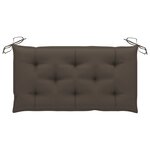 vidaXL Banc de jardin avec coussin taupe 112 cm Bois de teck massif