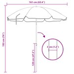 Parasol de Plage vidaXL avec Poteau en Métal Bleu et Blanc 161x193 cm en Polyester