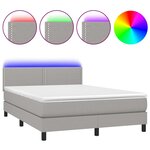 vidaXL Sommier à lattes de lit et matelas et LED Gris clair 140x190 cm