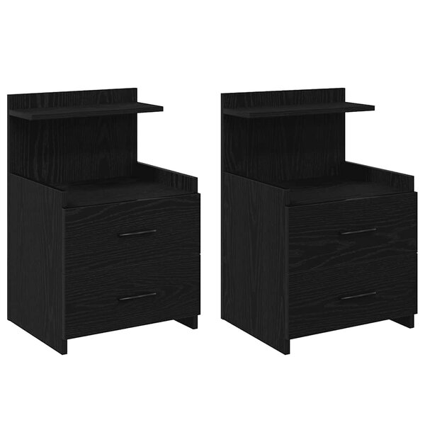 vidaXL Tables de chevet 2 pièces avec 2 tiroirs Noir 40 x 36 5 x 62 cm
