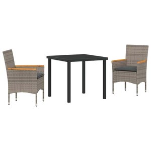 vidaXL Ensemble de salle à manger pour jardin 3 Pièces Gris Poly rotin