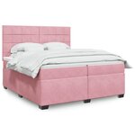 vidaXL Sommier à lattes de lit avec matelas Rose 200x200 cm Velours