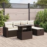 vidaXL Salon de jardin avec coussins 6 Pièces marron résine tressée