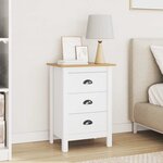 vidaXL Cabinet de chevet HILL Blanc et marron miel 46 x 35 x 65 cm