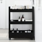 vidaXL Chariot de rangement étroit 3 niveaux Chêne noir Bois conçu