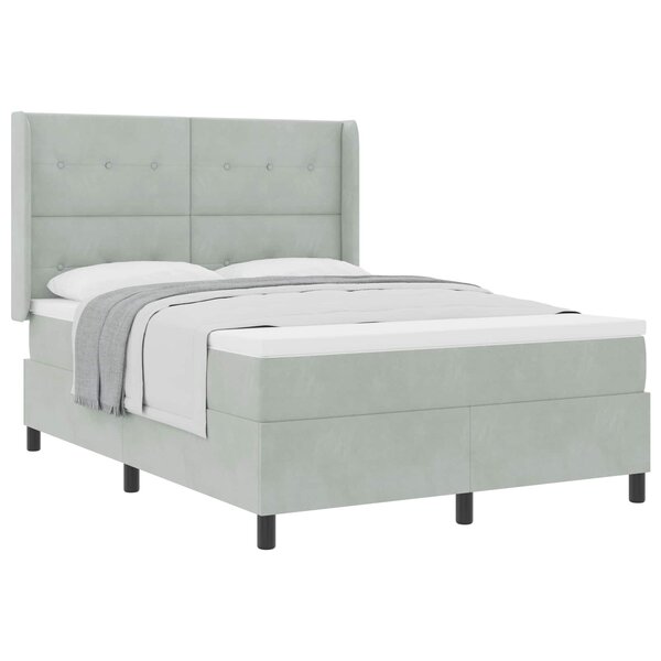 vidaXL Lit à ressorts avec matelas Gris clair 140 x 200 cm Velours