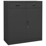 Armoire de bureau avec jardinière design moderne 90 x 40 x 125 cm espace de rangement en acier anthracite 02_0055175
