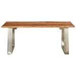 vidaXL Table basse 100x60x40 cm Bois d'acacia et acier inoxydable