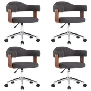 vidaXL Chaises pivotantes à manger lot de 4 gris bois courbé et tissu