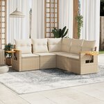 vidaXL Salon de jardin avec coussins 5 Pièces beige résine tressée
