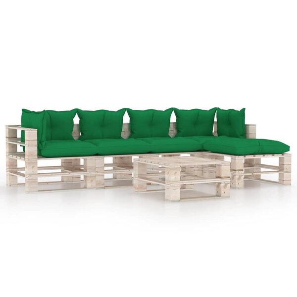 vidaXL Salon palette de jardin 6 Pièces avec coussins bois de pin