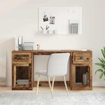 vidaXL Bureau avec armoire avec tiroir Bois Ancien 154 5 x 50 x 75 cm